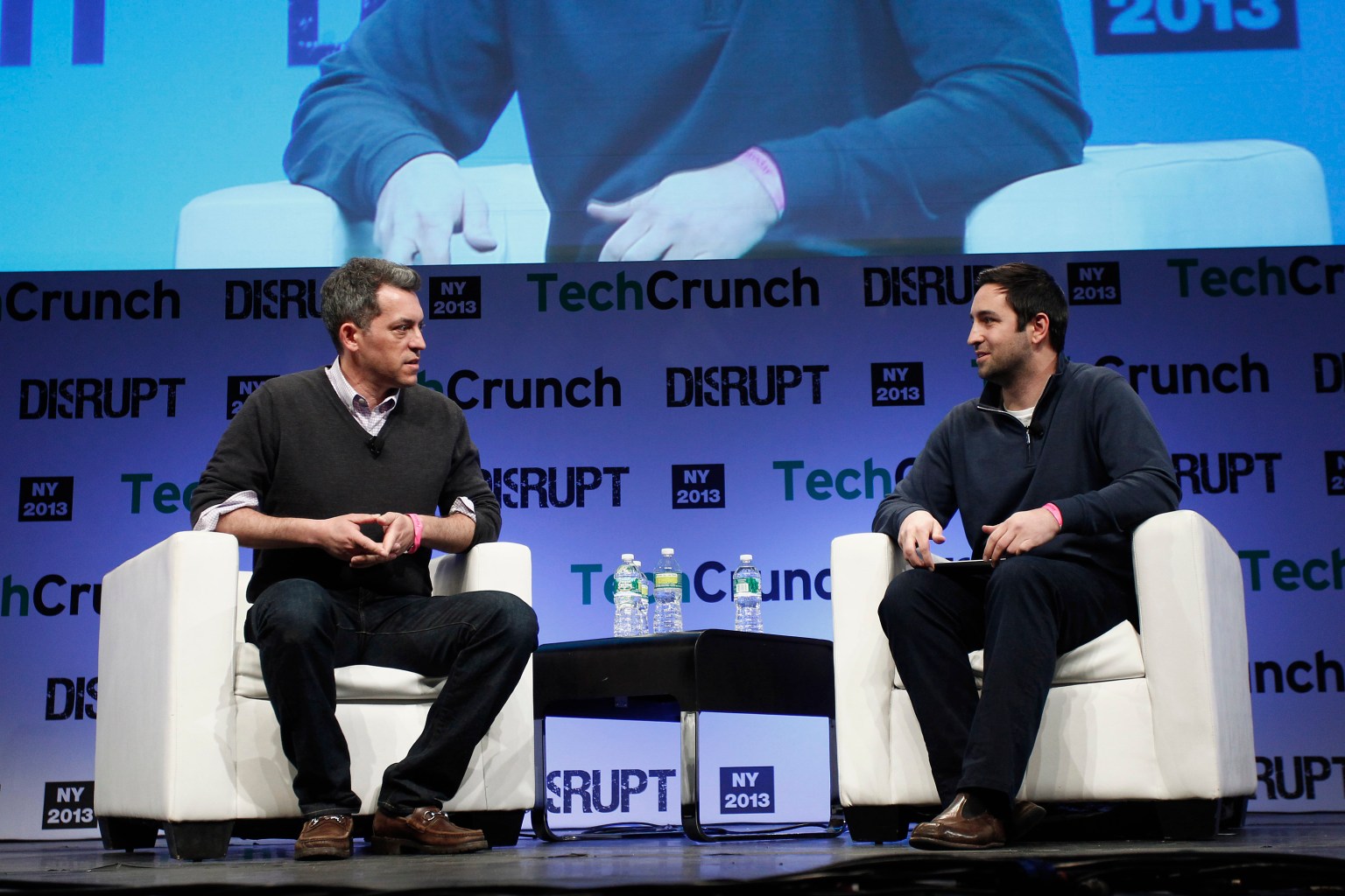 NEW YORK, NY - APRIL 29:  Jim Bankoff of Vox Media speaks onstage with Eric Eldon at the TechCrunch Disrupt NY 2013 at The Manhattan Center on April 29, 2013 in New York City.  (Photo by Brian Ach/Getty Images  for TechCrunch)